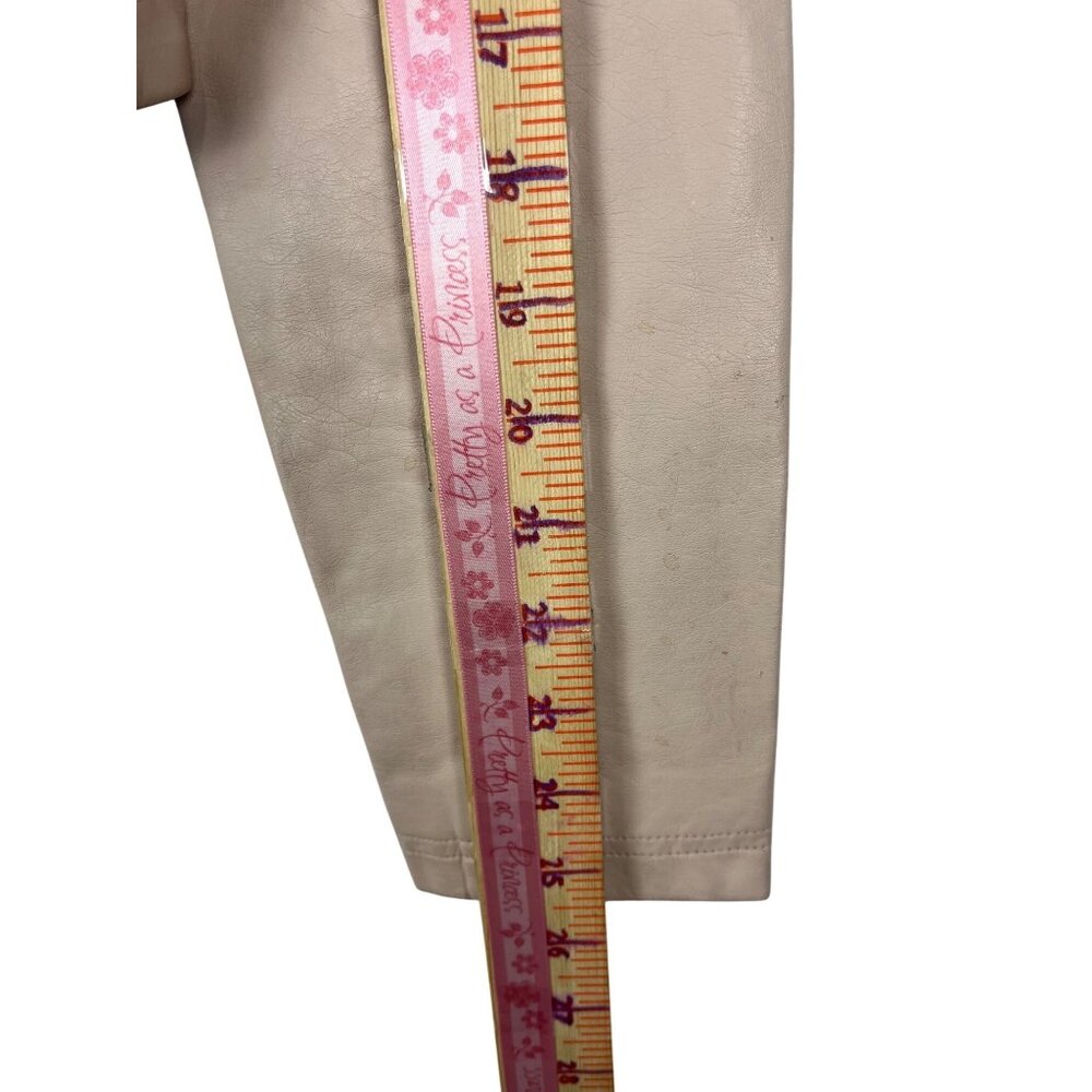 Shinestar Cropped Moto Jacket Faux Leather Beige Blush Zip Shoulder Pads L Y2K - Picture 15 of 16